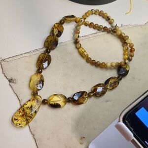 Real Amber Beaded Necklace, European Amber, Special Design
